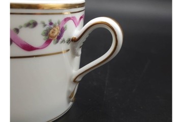 イタリア　Richard Ginori(リチャードジノリ)　インペロジュリエッタ　ピンクリボンと小花柄が可憐なトリオ4客セット　(R-085304)