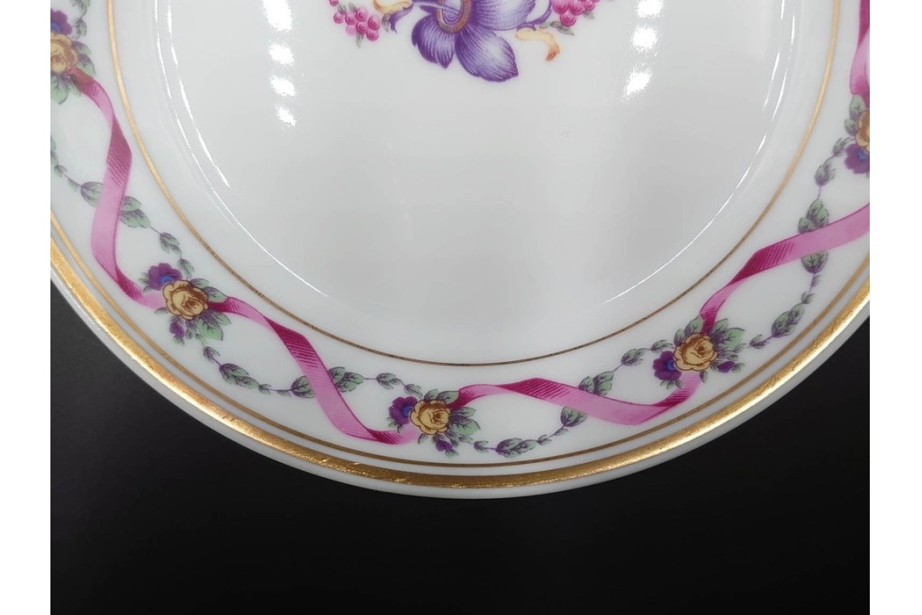 イタリア　Richard Ginori(リチャードジノリ)　インペロジュリエッタ　ピンクリボンと小花柄が可憐なトリオ4客セット　(R-085304)