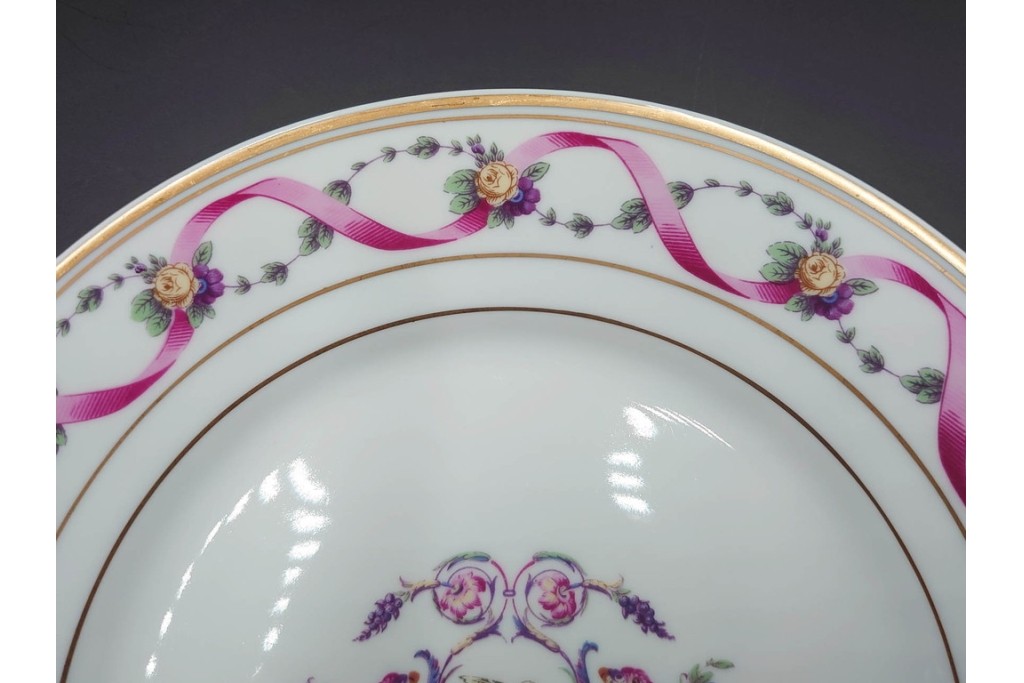 イタリア　Richard Ginori(リチャードジノリ)　インペロジュリエッタ　ピンクリボンと小花柄が可憐なトリオ4客セット　(R-085304)