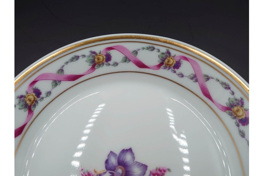 イタリア　Richard Ginori(リチャードジノリ)　インペロジュリエッタ　ピンクリボンと小花柄が可憐なトリオ4客セット　(R-085304)