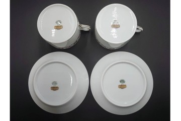 イタリア　Richard Ginori(リチャードジノリ)　インペロジュリエッタ　ピンクリボンと小花柄が可憐なトリオ4客セット　(R-085304)