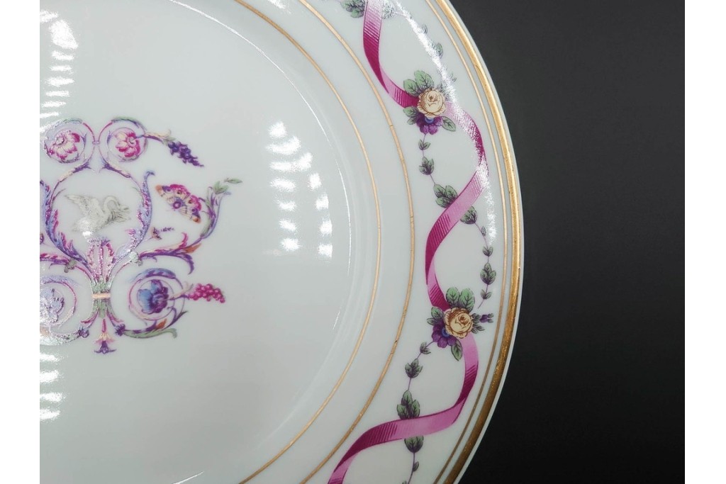 イタリア　Richard Ginori(リチャードジノリ)　インペロジュリエッタ　ピンクリボンと小花柄が可憐なトリオ4客セット　(R-085304)