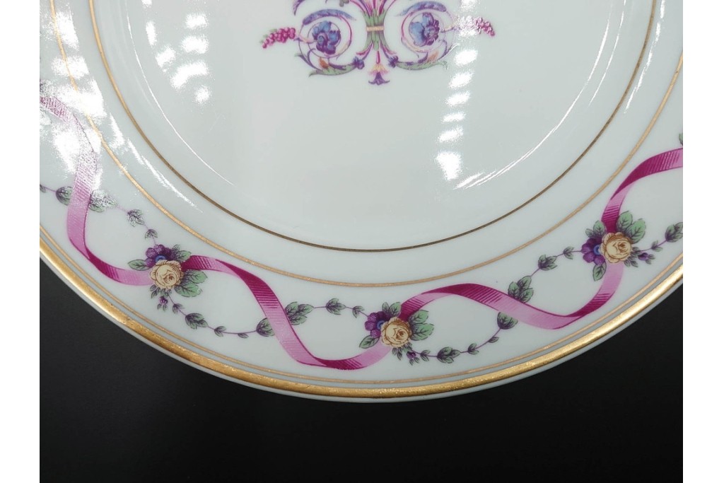 イタリア　Richard Ginori(リチャードジノリ)　インペロジュリエッタ　ピンクリボンと小花柄が可憐なトリオ4客セット　(R-085304)