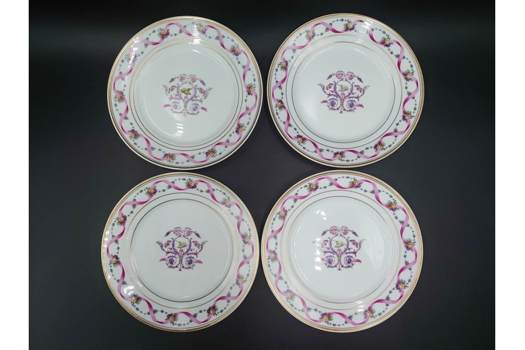 イタリア　Richard Ginori(リチャードジノリ)　インペロジュリエッタ　ピンクリボンと小花柄が可憐なトリオ4客セット　(R-085304)