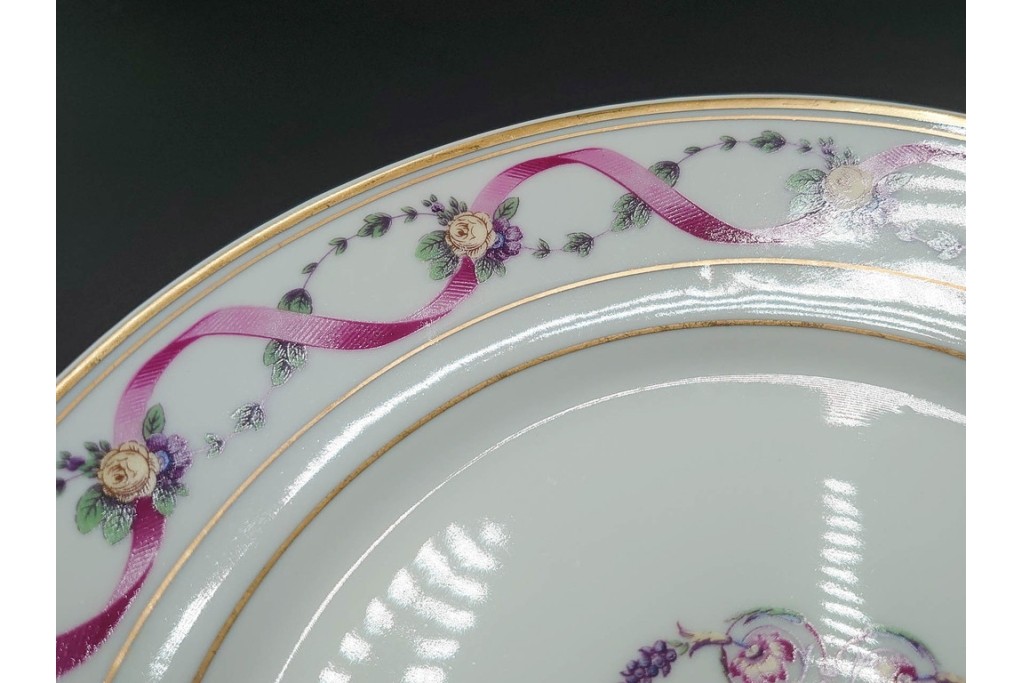 イタリア　Richard Ginori(リチャードジノリ)　インペロジュリエッタ　ピンクリボンと小花柄が可憐なトリオ4客セット　(R-085304)