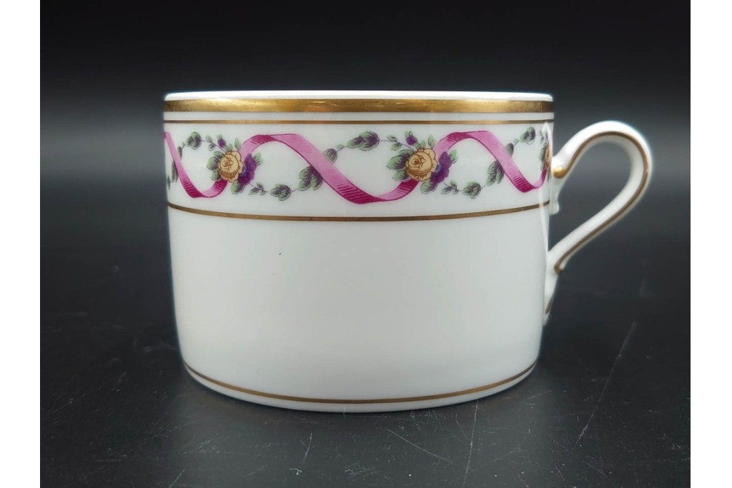 イタリア　Richard Ginori(リチャードジノリ)　インペロジュリエッタ　ピンクリボンと小花柄が可憐なトリオ3客セット　(R-085305)