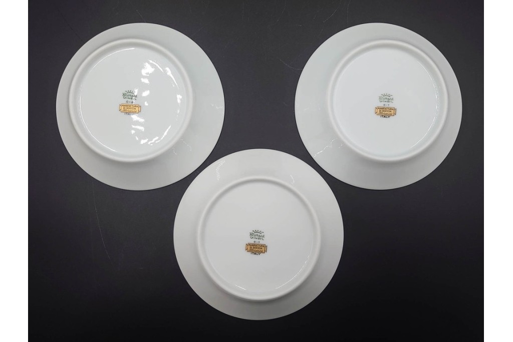 イタリア　Richard Ginori(リチャードジノリ)　インペロジュリエッタ　ピンクリボンと小花柄が可憐なトリオ3客セット　(R-085305)