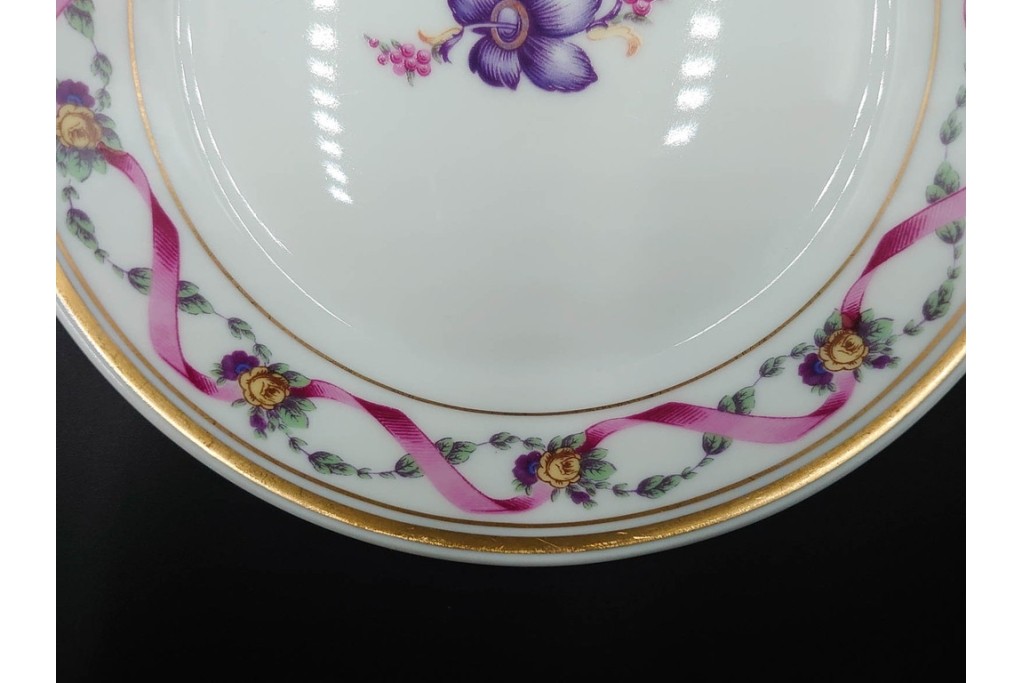 イタリア　Richard Ginori(リチャードジノリ)　インペロジュリエッタ　ピンクリボンと小花柄が可憐なトリオ3客セット　(R-085305)