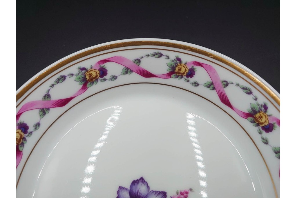 イタリア　Richard Ginori(リチャードジノリ)　インペロジュリエッタ　ピンクリボンと小花柄が可憐なトリオ3客セット　(R-085305)