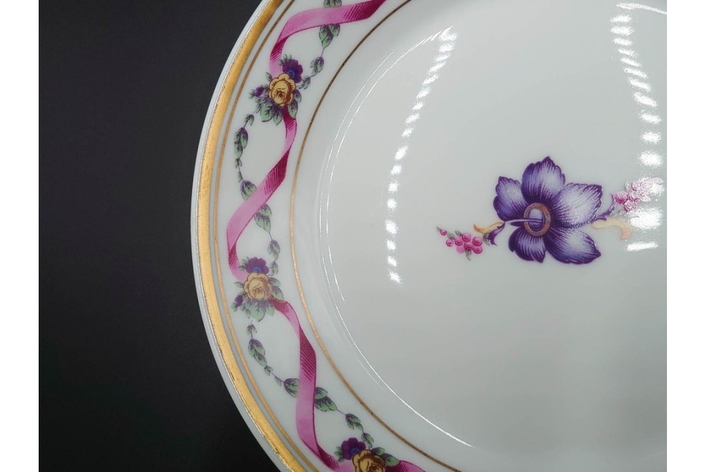 イタリア　Richard Ginori(リチャードジノリ)　インペロジュリエッタ　ピンクリボンと小花柄が可憐なトリオ3客セット　(R-085305)