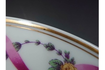 イタリア　Richard Ginori(リチャードジノリ)　インペロジュリエッタ　ピンクリボンと小花柄が可憐なトリオ3客セット　(R-085305)