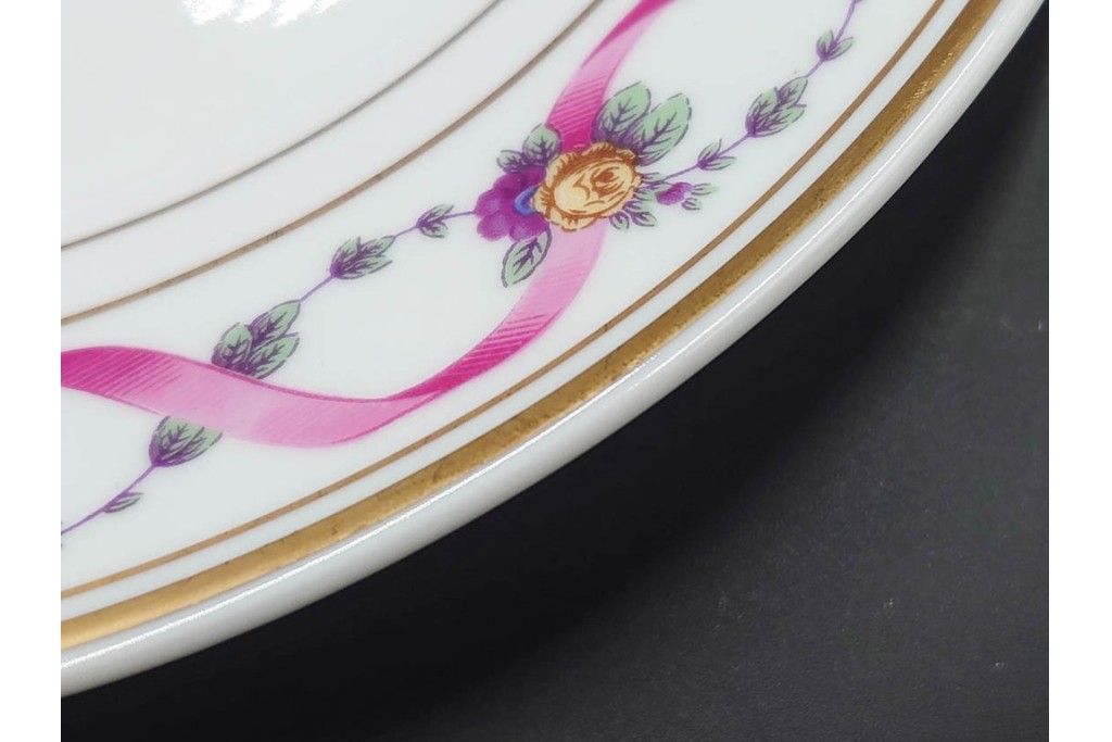 イタリア　Richard Ginori(リチャードジノリ)　インペロジュリエッタ　ピンクリボンと小花柄が可憐なトリオ3客セット　(R-085305)