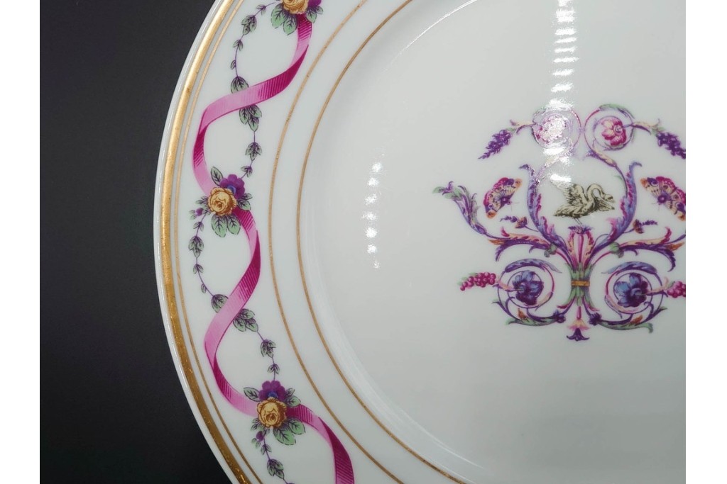 イタリア　Richard Ginori(リチャードジノリ)　インペロジュリエッタ　ピンクリボンと小花柄が可憐なトリオ3客セット　(R-085305)