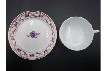 イタリア　Richard Ginori(リチャードジノリ)　インペロジュリエッタ　ピンクリボンと小花柄が可憐なトリオ3客セット　(R-085305)