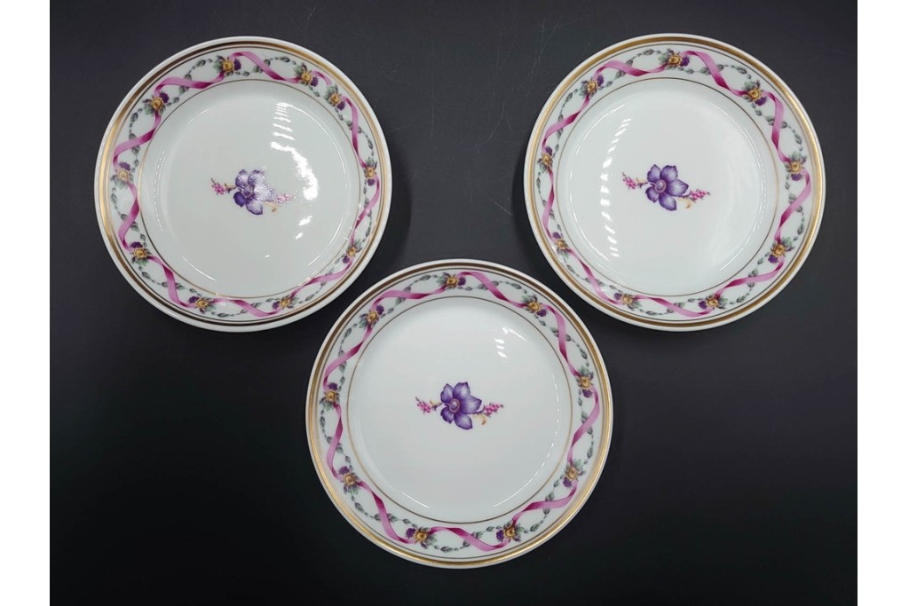 イタリア　Richard Ginori(リチャードジノリ)　インペロジュリエッタ　ピンクリボンと小花柄が可憐なトリオ3客セット　(R-085305)