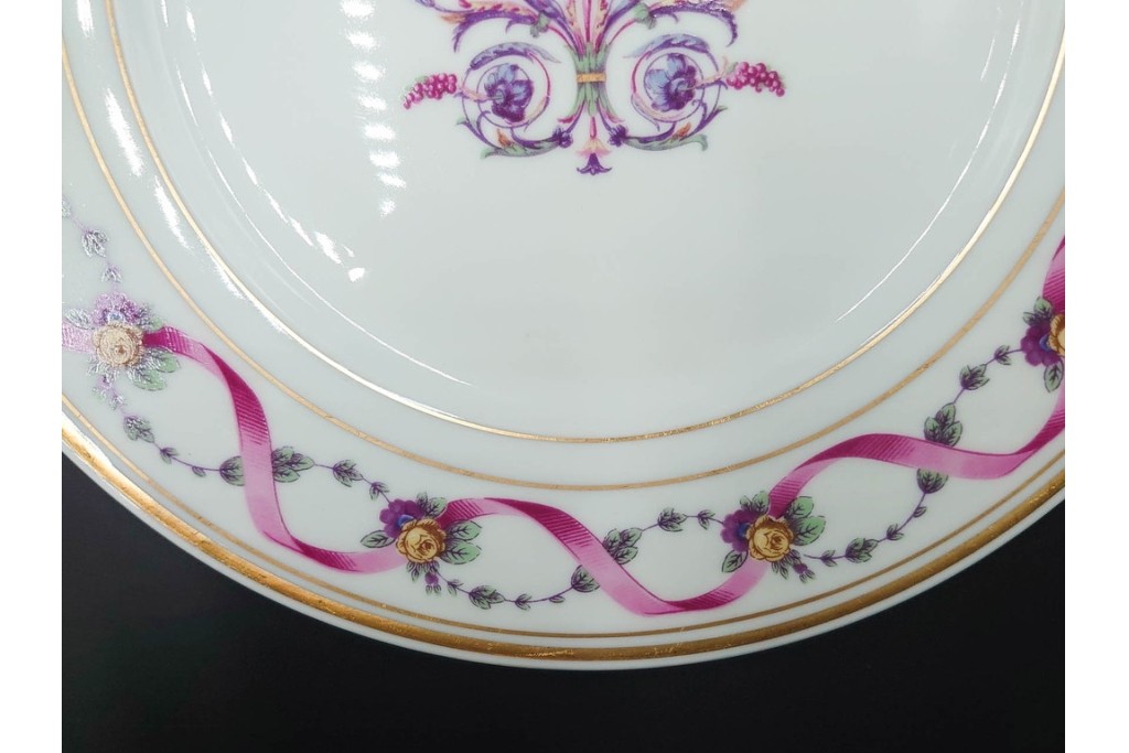 イタリア　Richard Ginori(リチャードジノリ)　インペロジュリエッタ　ピンクリボンと小花柄が可憐なトリオ3客セット　(R-085305)