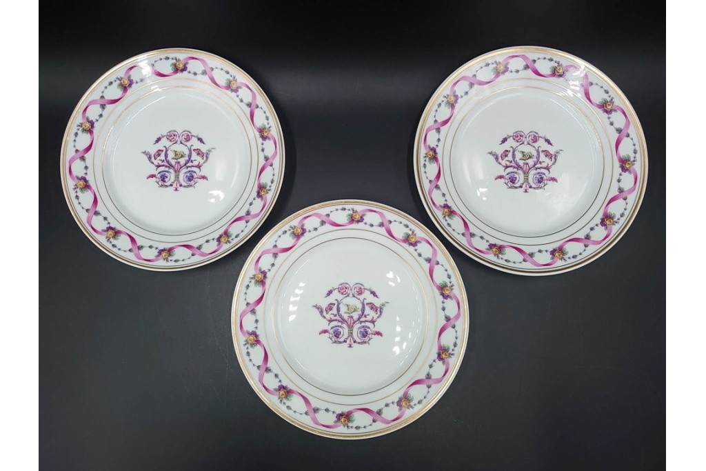イタリア　Richard Ginori(リチャードジノリ)　インペロジュリエッタ　ピンクリボンと小花柄が可憐なトリオ3客セット　(R-085305)