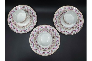イタリア　Richard Ginori(リチャードジノリ)　インペロジュリエッタ　ピンクリボンと小花柄が可憐なトリオ3客セット　(R-085305)