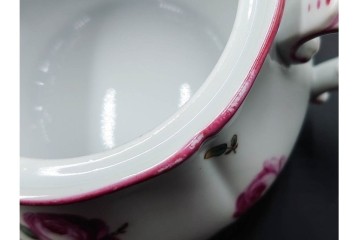 イタリア　Richard Ginori(リチャードジノリ)　アンティックローズ　ピンクの縁取りが上品なティーポット・シュガーポット・クリーマーセット　(R-085308)