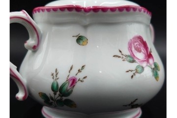 イタリア　Richard Ginori(リチャードジノリ)　アンティックローズ　ピンクの縁取りが上品なティーポット・シュガーポット・クリーマーセット　(R-085308)