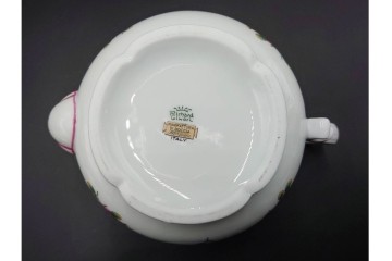 イタリア　Richard Ginori(リチャードジノリ)　アンティックローズ　ピンクの縁取りが上品なティーポット・シュガーポット・クリーマーセット　(R-085308)