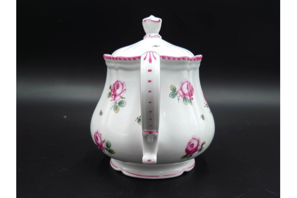 イタリア　Richard Ginori(リチャードジノリ)　アンティックローズ　ピンクの縁取りが上品なティーポット・シュガーポット・クリーマーセット　(R-085308)