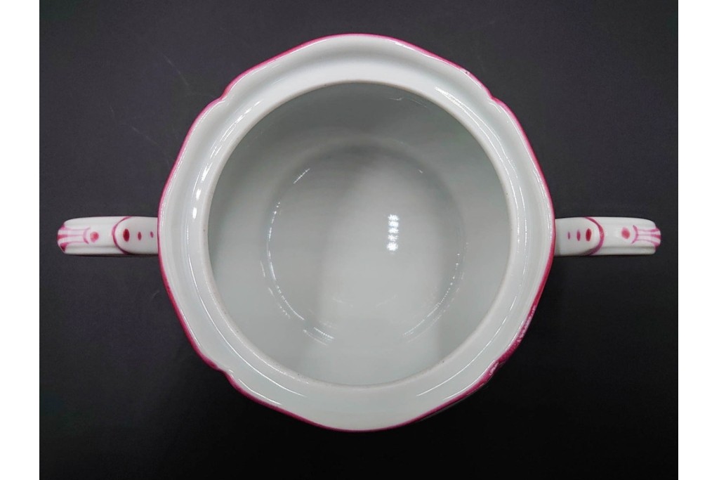 イタリア　Richard Ginori(リチャードジノリ)　アンティックローズ　ピンクの縁取りが上品なティーポット・シュガーポット・クリーマーセット　(R-085308)