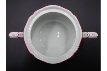 イタリア　Richard Ginori(リチャードジノリ)　アンティックローズ　ピンクの縁取りが上品なティーポット・シュガーポット・クリーマーセット　(R-085308)