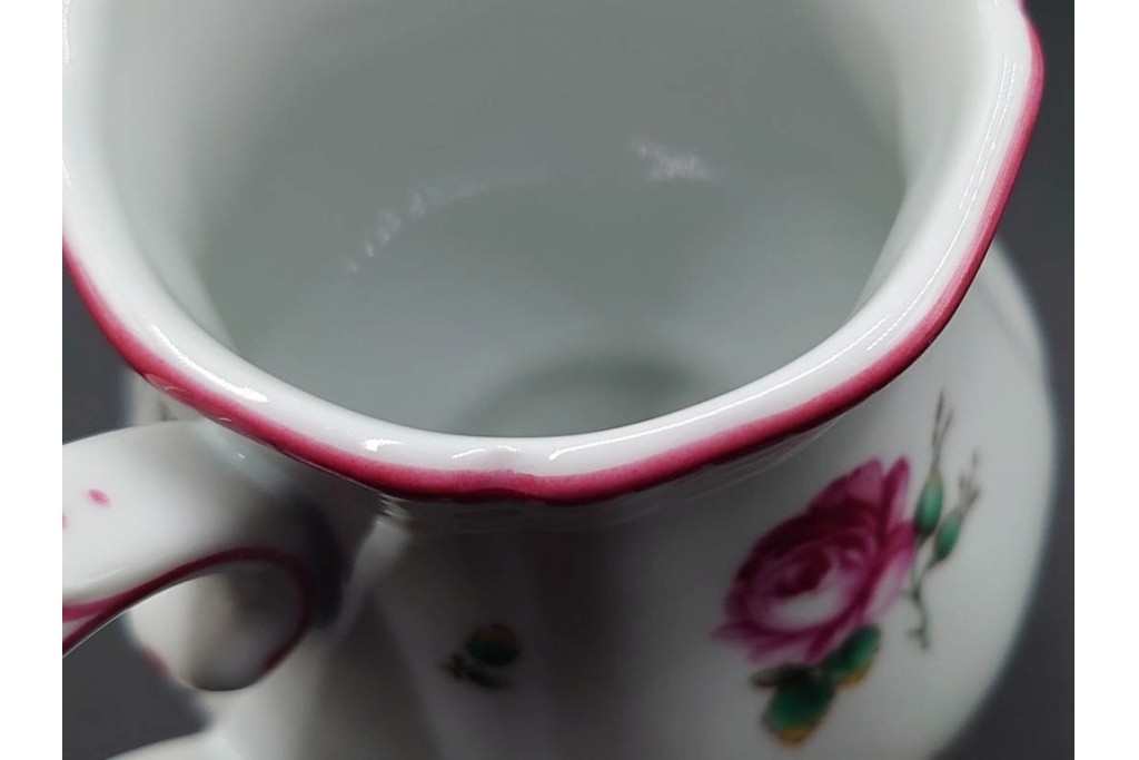 イタリア　Richard Ginori(リチャードジノリ)　アンティックローズ　ピンクの縁取りが上品なティーポット・シュガーポット・クリーマーセット　(R-085308)