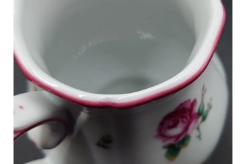 イタリア　Richard Ginori(リチャードジノリ)　アンティックローズ　ピンクの縁取りが上品なティーポット・シュガーポット・クリーマーセット　(R-085308)