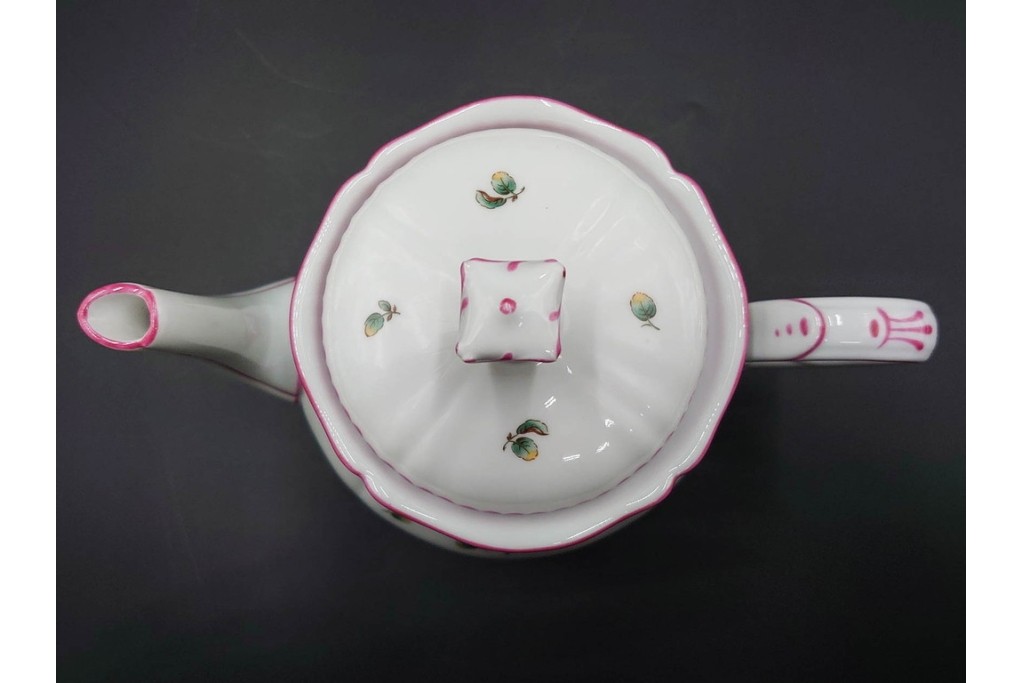 イタリア　Richard Ginori(リチャードジノリ)　アンティックローズ　ピンクの縁取りが上品なティーポット・シュガーポット・クリーマーセット　(R-085308)