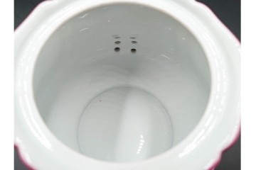 イタリア　Richard Ginori(リチャードジノリ)　アンティックローズ　ピンクの縁取りが上品なティーポット・シュガーポット・クリーマーセット　(R-085308)