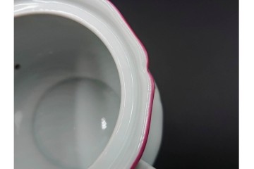 イタリア　Richard Ginori(リチャードジノリ)　アンティックローズ　ピンクの縁取りが上品なティーポット・シュガーポット・クリーマーセット　(R-085308)