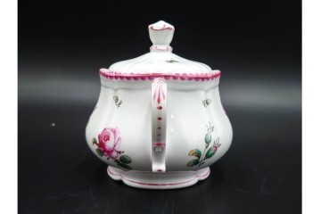 イタリア　Richard Ginori(リチャードジノリ)　アンティックローズ　ピンクの縁取りが上品なティーポット・シュガーポット・クリーマーセット　(R-085308)