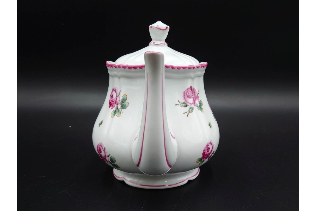 イタリア　Richard Ginori(リチャードジノリ)　アンティックローズ　ピンクの縁取りが上品なティーポット・シュガーポット・クリーマーセット　(R-085308)