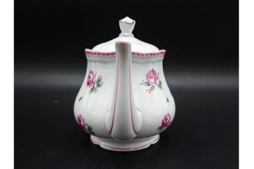 イタリア　Richard Ginori(リチャードジノリ)　アンティックローズ　ピンクの縁取りが上品なティーポット・シュガーポット・クリーマーセット　(R-085308)