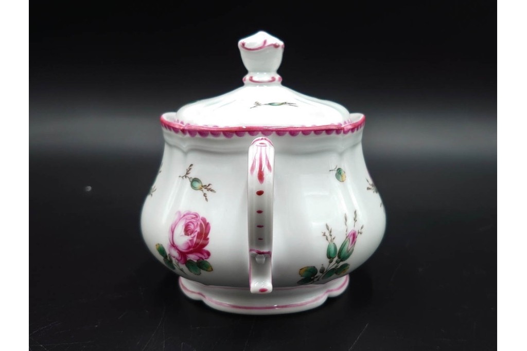 イタリア　Richard Ginori(リチャードジノリ)　アンティックローズ　ピンクの縁取りが上品なティーポット・シュガーポット・クリーマーセット　(R-085308)