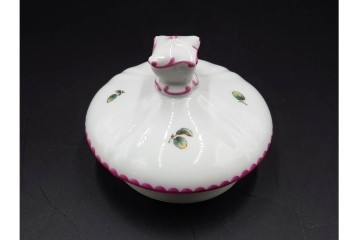 イタリア　Richard Ginori(リチャードジノリ)　アンティックローズ　ピンクの縁取りが上品なティーポット・シュガーポット・クリーマーセット　(R-085308)