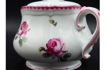 イタリア　Richard Ginori(リチャードジノリ)　アンティックローズ　ピンクの縁取りが上品なティーポット・シュガーポット・クリーマーセット　(R-085308)