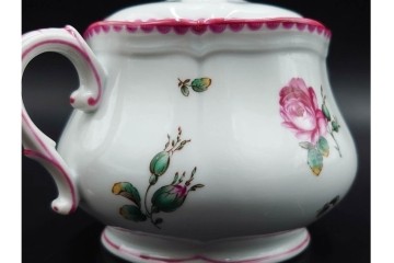 イタリア　Richard Ginori(リチャードジノリ)　アンティックローズ　ピンクの縁取りが上品なティーポット・シュガーポット・クリーマーセット　(R-085308)