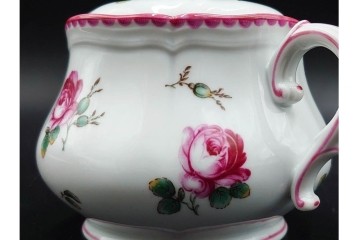 イタリア　Richard Ginori(リチャードジノリ)　アンティックローズ　ピンクの縁取りが上品なティーポット・シュガーポット・クリーマーセット　(R-085308)