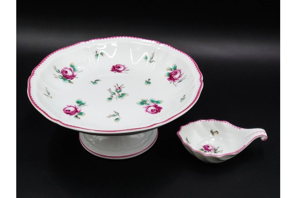 イタリア　Richard Ginori(リチャードジノリ)　アンティックローズ　可憐なバラがモチーフのコンポート・スプーンレストセット　(R-085309)
