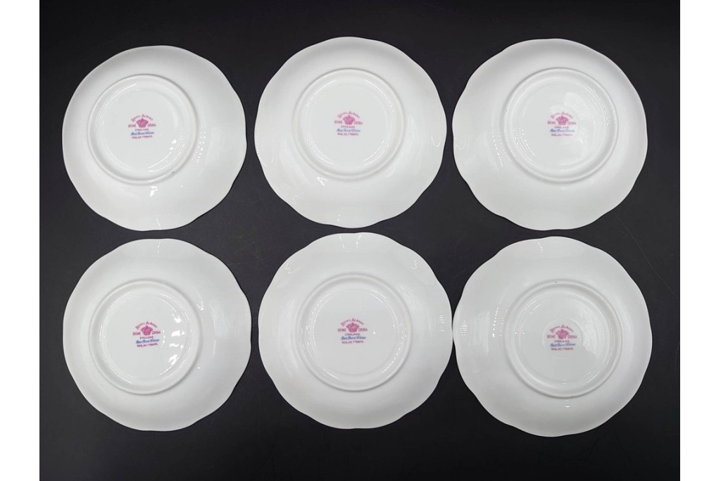 イギリス　ROYAL ALBERT(ロイヤルアルバート)　プチポワン　刺繍図案のような小花模様が可愛らしいカップ&ソーサー6客セット　(R-085310)