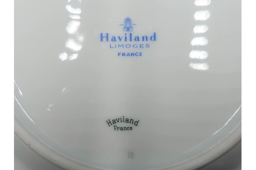 フランス　LIMOGES(リモージュ)　HAVILAND(アビランド)　Vieux Paris(ヴューパリ)　小花とリースが上品なトリオ4客セット　(R-085312)