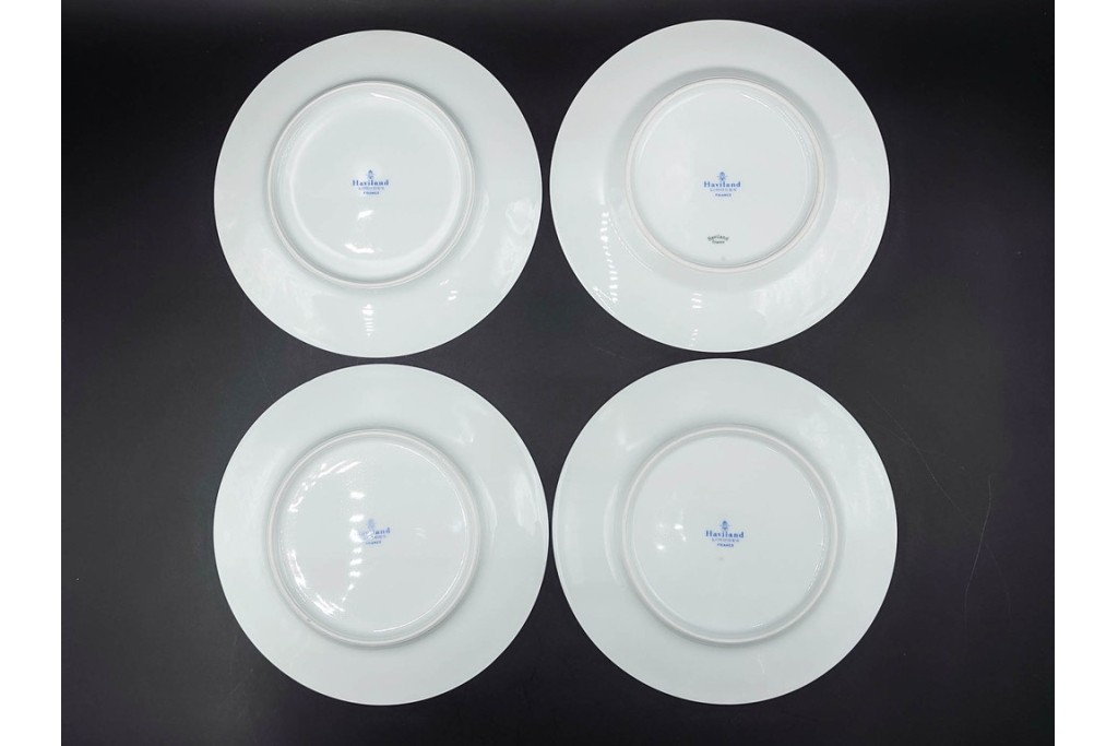 フランス　LIMOGES(リモージュ)　HAVILAND(アビランド)　Vieux Paris(ヴューパリ)　小花とリースが上品なトリオ4客セット　(R-085312)