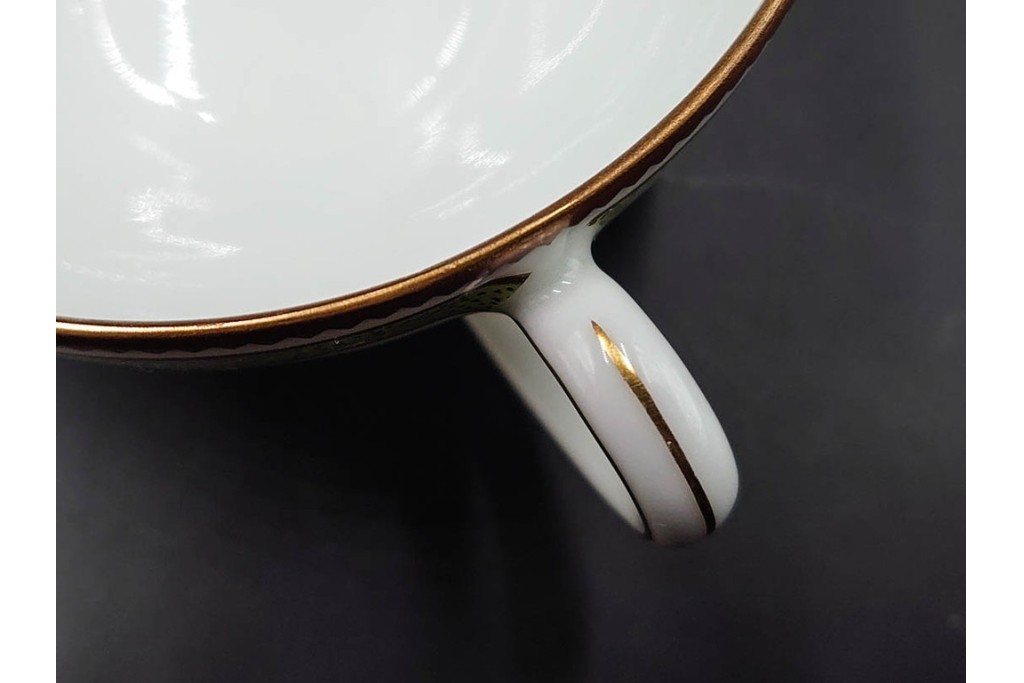 フランス　LIMOGES(リモージュ)　HAVILAND(アビランド)　Vieux Paris(ヴューパリ)　小花とリースが上品なトリオ4客セット　(R-085312)