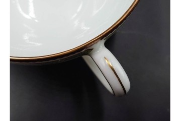 フランス　LIMOGES(リモージュ)　HAVILAND(アビランド)　Vieux Paris(ヴューパリ)　小花とリースが上品なトリオ4客セット　(R-085312)