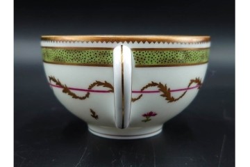 フランス　LIMOGES(リモージュ)　HAVILAND(アビランド)　Vieux Paris(ヴューパリ)　小花とリースが上品なトリオ4客セット　(R-085312)