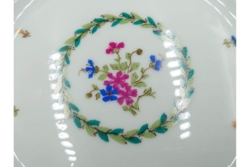 フランス　LIMOGES(リモージュ)　HAVILAND(アビランド)　Vieux Paris(ヴューパリ)　小花とリースが上品なトリオ4客セット　(R-085312)