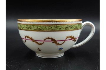 フランス　LIMOGES(リモージュ)　HAVILAND(アビランド)　Vieux Paris(ヴューパリ)　小花とリースが上品なトリオ4客セット　(R-085312)